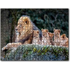 Cakapuzzle Kayanın Üzerinde Erkek Aslan Sevimli Yavruları Mdf 120 Parça Puzzle