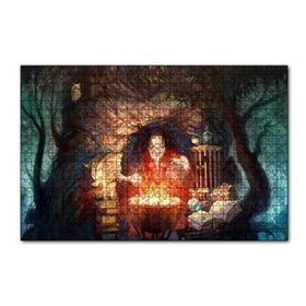 Cakapuzzle Kazanın Başında Cadı ve Büyü Kitapları 120 Parça Ahşap Puzzle