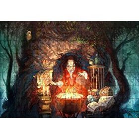 Cakapuzzle Kazanın Başında Cadı ve Büyü Kitapları 120 Parça Ahşap Puzzle