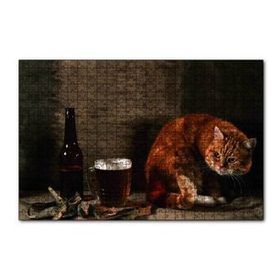 Cakapuzzle Kedinin Bira Bakışı 120 Parça Ahşap Puzzle