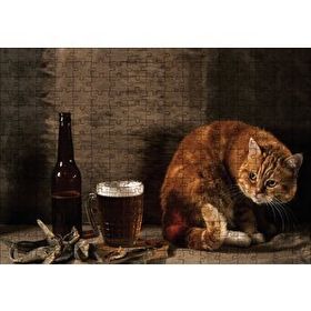 Cakapuzzle Kedinin Bira Bakışı Ahşap 255 Parça Puzzle
