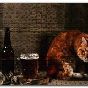 Cakapuzzle Kedinin Bira Bakışı Ahşap 500 Parça Puzzle