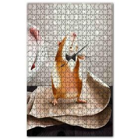 Cakapuzzle Kedinin Bıyıklarıyla Keman Çalan Cesur Fare Ahşap 1000 Parça Puzzle