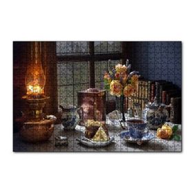 Cakapuzzle Kek ve Çay Ambiyans Pencerede Yağmur Görseli 255 Parça Puzzle
