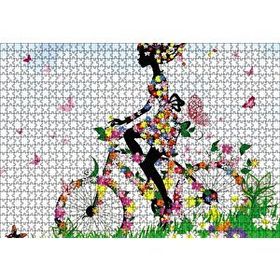 Cakapuzzle Kelebekler Bisikletli Kız 1000 Parça Puzzle