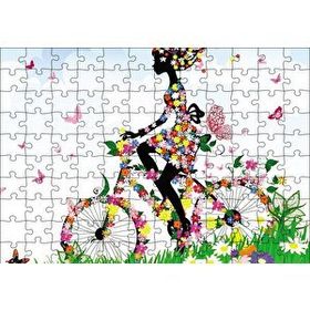 Cakapuzzle Kelebekler Bisikletli Kız 120 Parça Puzzle