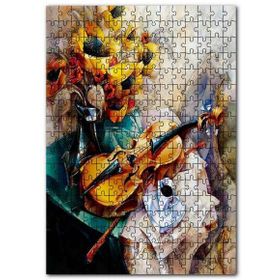 Cakapuzzle Keman Kahve Notalar ve Çiçekler Mdf 1000 Parça Puzzle