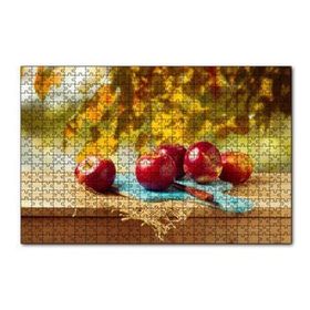 Cakapuzzle Kesme Tahtasında Kırmızı Elmalar 120 Parça Ahşap Puzzle