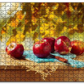 Cakapuzzle Kesme Tahtasında Kırmızı Elmalar Mdf 1000 Parça Puzzle