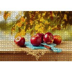 Cakapuzzle Kesme Tahtasında Kırmızı Elmalar Mdf 1000 Parça Puzzle