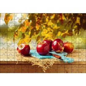 Cakapuzzle Kesme Tahtasında Kırmızı Elmalar Mdf 120 Parça Puzzle