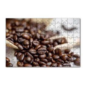 Cakapuzzle Keten Çuval Üzerinde Kahve Çekirdekleri 120 Parça Ahşap Puzzle
