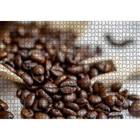 Cakapuzzle Keten Çuval Üzerinde Kahve Çekirdekleri 120 Parça Ahşap Puzzle
