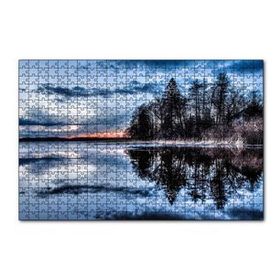 Cakapuzzle Kıpırtısız Göl Ağaçlar ve Bulutlu Gökler 120 Parça Ahşap Puzzle