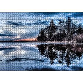 Cakapuzzle Kıpırtısız Göl Ağaçlar ve Bulutlu Gökler 120 Parça Ahşap Puzzle