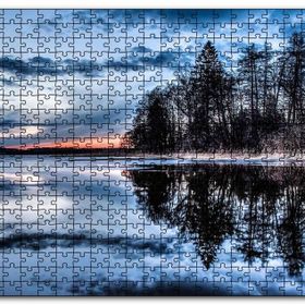 Cakapuzzle Kıpırtısız Göl Ağaçlar ve Bulutlu Gökler Mdf 120 Parça Puzzle