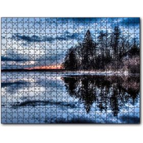 Cakapuzzle Kıpırtısız Göl Ağaçlar ve Bulutlu Gökler Mdf 120 Parça Puzzle