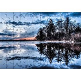 Cakapuzzle Kıpırtısız Göl Ağaçlar ve Bulutlu Gökler Mdf 120 Parça Puzzle