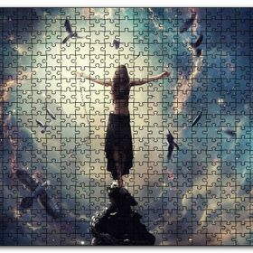 Cakapuzzle Kır Zincirlerini Kız ve Güneş Işınları Mdf 1000 Parça Puzzle