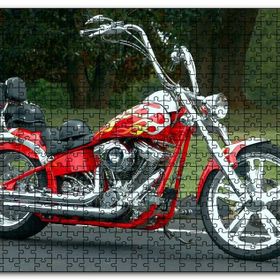 Cakapuzzle Kırmızı Alevli Chopper Motorsiklet Mdf 500 Parça Puzzle