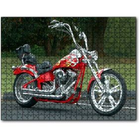 Cakapuzzle Kırmızı Alevli Chopper Motorsiklet Mdf 500 Parça Puzzle