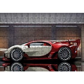 Cakapuzzle Kırmızı Beyaz Bugatti Veyron EB 164 120 Parça Ahşap Puzzle