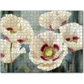 Cakapuzzle Kırmızı Beyaz Kasımpatı Çiçekleri 120 Parça Ahşap Puzzle