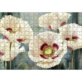 Cakapuzzle Kırmızı Beyaz Kasımpatı Çiçekleri 120 Parça Ahşap Puzzle