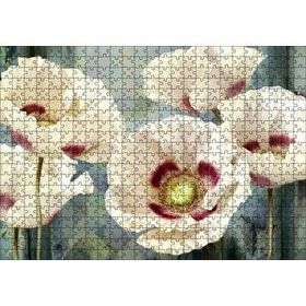 Cakapuzzle Kırmızı Beyaz Kasımpatı Çiçekleri 120 Parça Ahşap Puzzle