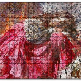 Cakapuzzle Kırmızı Beyaz Taşlı Elbiseli Kraliçe Mdf 500 Parça Puzzle