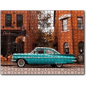 Cakapuzzle Kırmızı Binalar ve Yeşil Araba 500 Parça Ahşap Puzzle