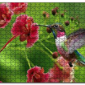 Cakapuzzle Kırmızı Çiçekler ve Sinekkuşu Mdf 120 Parça Puzzle