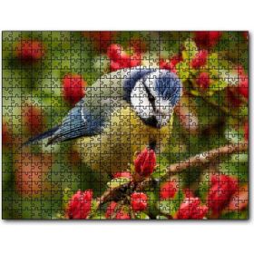Cakapuzzle Kırmızı Çiçekli Ağaçta Mavi Sarı Kuş 1000 Parça Puzzle