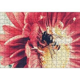 Cakapuzzle Kırmızı Çiçekten Polen Toplayan Arı Mdf 255 Parça Puzzle