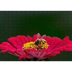 Cakapuzzle Kırmızı Çiçekten Polen Toplayan Balarısı 120 Parça Ahşap Puzzle