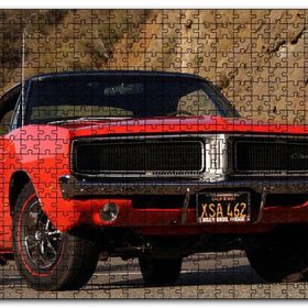 Cakapuzzle Kırmızı Dodge Charger Rt Ön Görünüş Mdf 120 Parça Puzzle