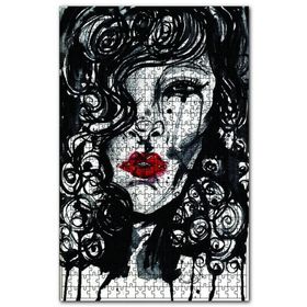 Cakapuzzle Kırmızı Dudaklı Ağlayan Kadın Ahşap 1000 Parça Puzzle