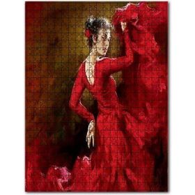Cakapuzzle Kırmızı Elbiseli Dansçı Çingene Kadın Ahşap 255 Parça Puzzle