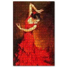 Cakapuzzle Kırmızı Elbiseli Flemenko Dansçısı Kadın 120 Parça Ahşap Puzzle