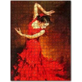 Cakapuzzle Kırmızı Elbiseli Flemenko Dansçısı Kadın 255 Parça Ahşap Puzzle