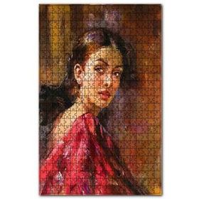 Cakapuzzle Kırmızı Elbiseli Halka Küpeli Çingene Kızı 120 Parça Ahşap Puzzle