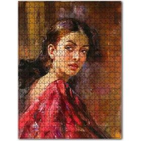 Cakapuzzle Kırmızı Elbiseli Halka Küpeli Çingene Kızı Ahşap 1000 Parça Puzzle