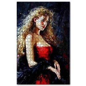 Cakapuzzle Kırmızı Elbiseli Kıvırcık Saçlı Kadın 120 Parça Ahşap Puzzle