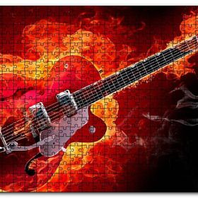 Cakapuzzle Kırmızı Elektrogitar Alevler İçinde Mdf 1000 Parça Puzzle