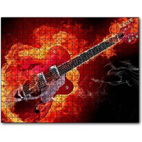 Cakapuzzle Kırmızı Elektrogitar Alevler İçinde Mdf 1000 Parça Puzzle