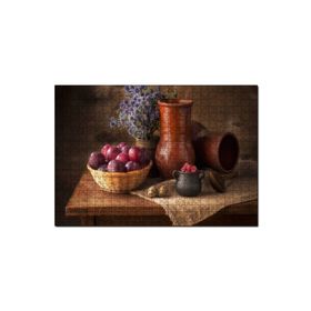 Cakapuzzle Kırmızı Erik Sepet Kavsnoz Mavi Çiçek Demeti Mdf 500 Parça Puzzle