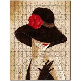 Cakapuzzle Kırmızı Gelincik Çiçekli Şapkalı Kadın 1000 Parça Ahşap Puzzle