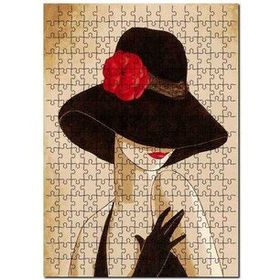 Cakapuzzle Kırmızı Gelincik Çiçekli Şapkalı Kadın 120 Parça Ahşap Puzzle