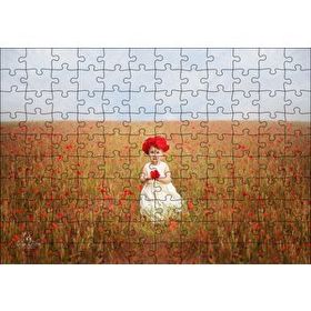 Cakapuzzle Kırmızı Gelincikler ve Küçük Kız 120 Parça Ahşap Puzzle
