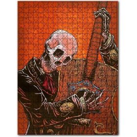 Cakapuzzle Kırmızı Gitar Çalan Iskelet Görseli 1000 Parça Puzzle
